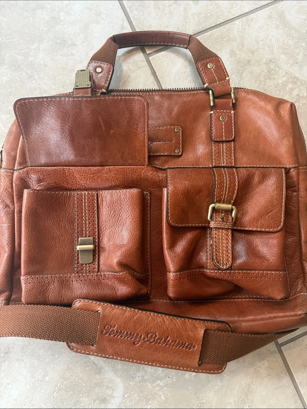 Tommy Bahama Genuine Leather Messenger Bag